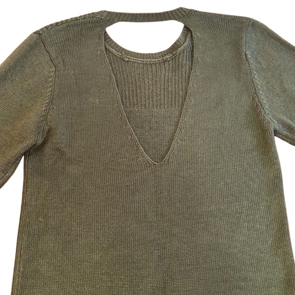 Khaki Knit Long Dress Open Back with Slits | Brand: NUDE | Size: Women's S/M - Picture 4 of 5